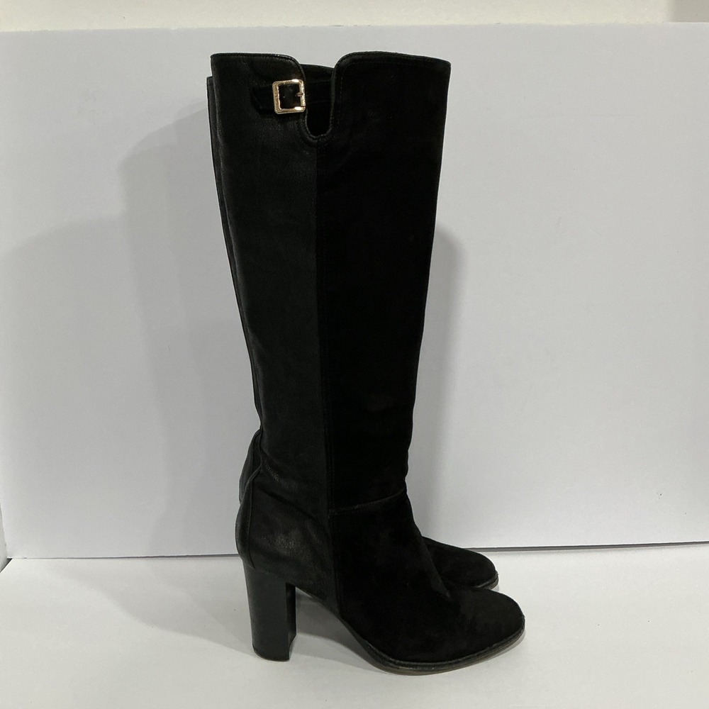 VINCE CAMUTO VC LANESSA HALF CALF SUEDE/LEATHER UPPER BLACK BOOTS / SIZE 8B